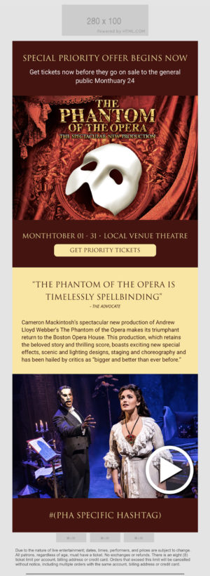 Phantom of The Opera Email Template Design