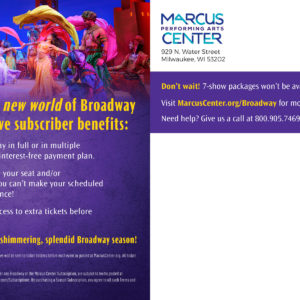 Broadway at the Marcus Center 2023/2024 Season Postcard Back